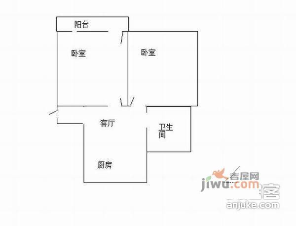 锡州小区2室1厅1卫77㎡户型图