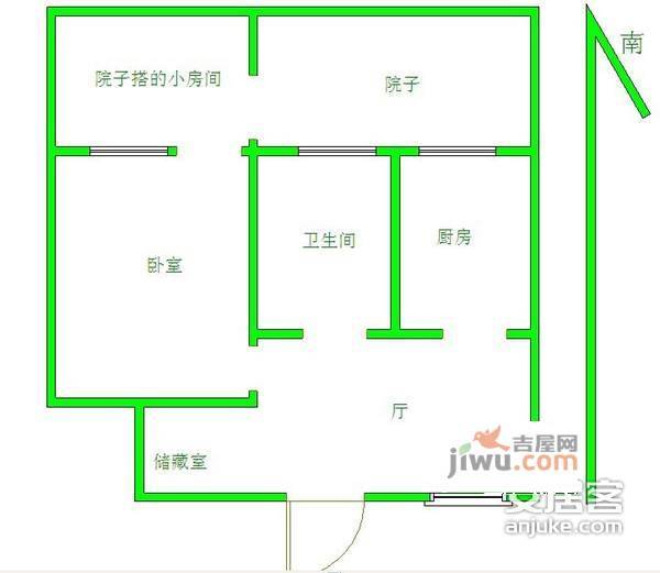 上马墩二村1室1厅1卫38㎡户型图