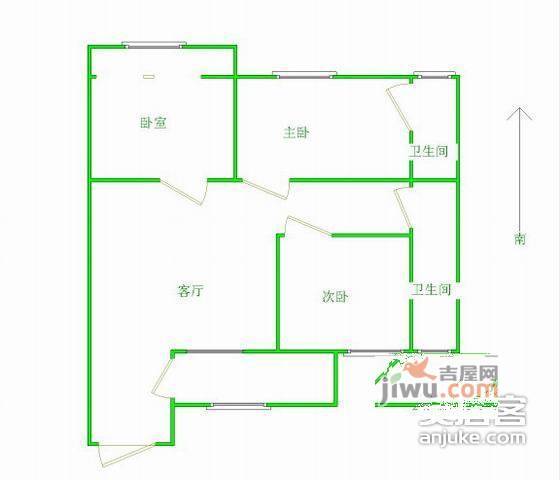 嘉园3室2厅1卫99㎡户型图