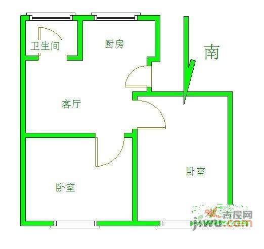 嘉园2室2厅1卫108㎡户型图