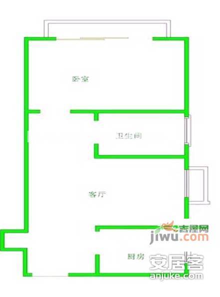 育才弄小区1室1厅1卫53㎡户型图