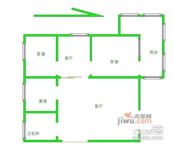 五河一村2室1厅1卫75㎡户型图