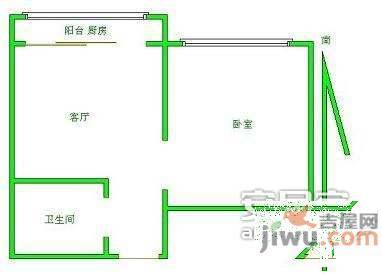 五河一村1室1厅1卫50㎡户型图