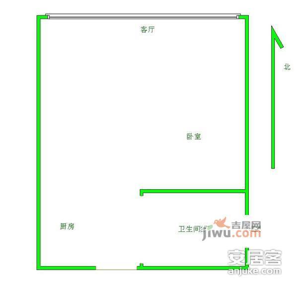 优族联盟1室1厅1卫57㎡户型图