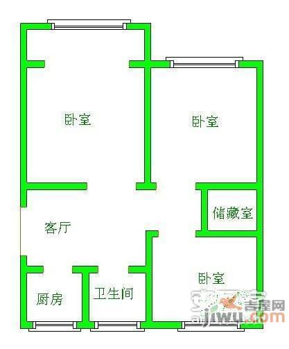 月秀东园2室1厅1卫63㎡户型图