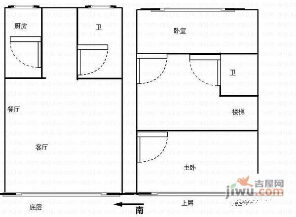 苏豪国际2室2厅2卫84㎡户型图