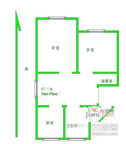 广南里2室1厅1卫85㎡户型图