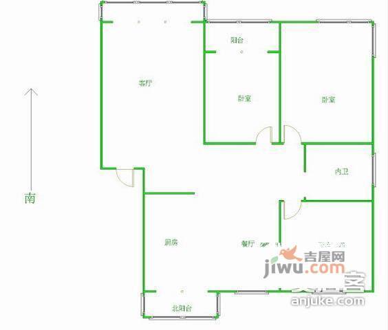 惠泉花园一期3室2厅1卫133㎡户型图