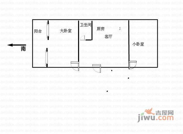 锡惠里住宅小区2室1厅1卫65㎡户型图