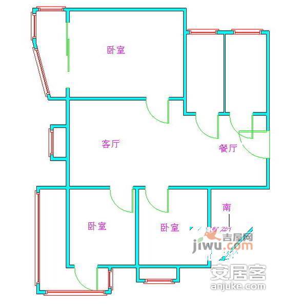 香山名园3室2厅2卫143㎡户型图