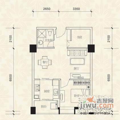 阳光嘉园1室2厅1卫72㎡户型图