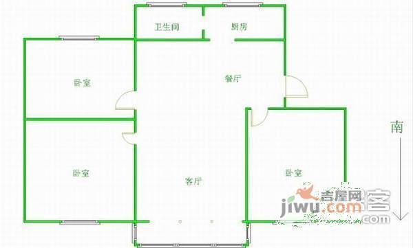 钱桥新村3室2厅1卫134㎡户型图