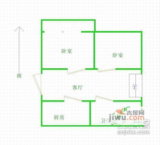 江海新村2室2厅1卫87㎡户型图