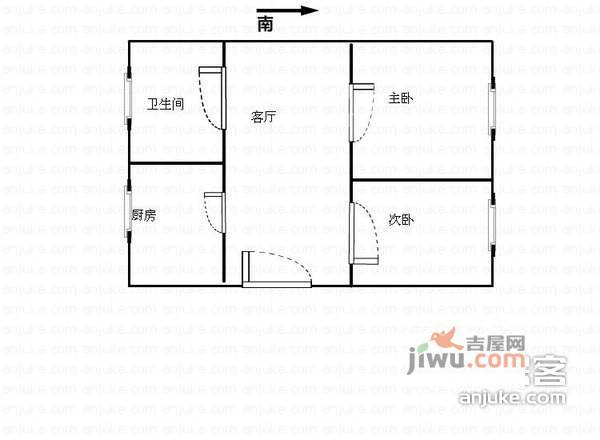江海新村2室1厅1卫67㎡户型图