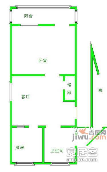 叙丰里小区1室1厅1卫54㎡户型图