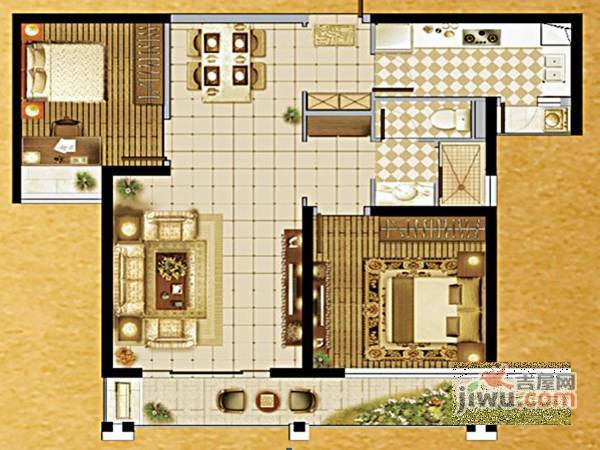 融创熙园2室2厅1卫89㎡户型图