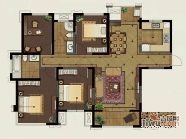 融创熙园4室2厅2卫142㎡户型图