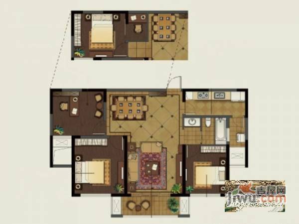 融创熙园3室2厅1卫112㎡户型图