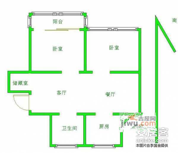 五星家园C块2室1厅1卫76㎡户型图