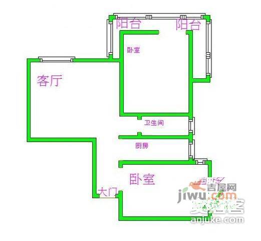 五星家园C块2室1厅1卫76㎡户型图