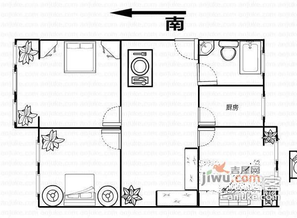 溪南新村3室2厅1卫122㎡户型图