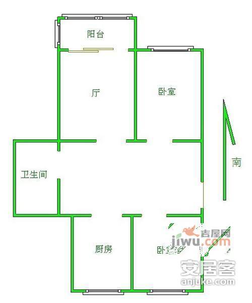 溪南新村2室2厅1卫83㎡户型图