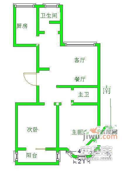 新州人家2室2厅2卫54㎡户型图