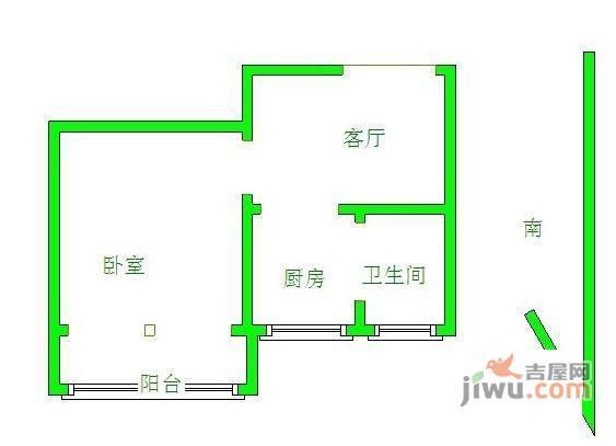 水秀新村1室1厅1卫51㎡户型图