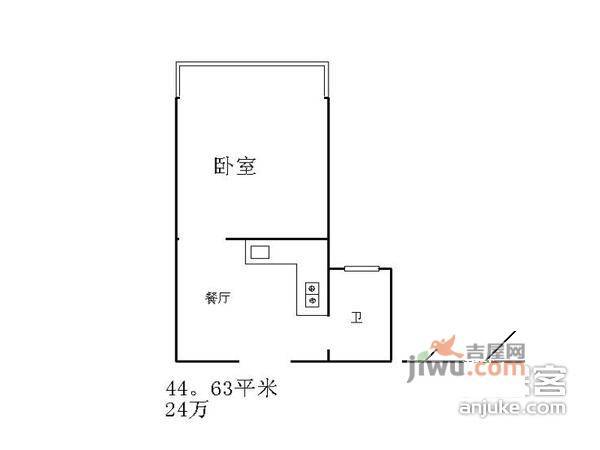 水秀新村1室1厅1卫51㎡户型图