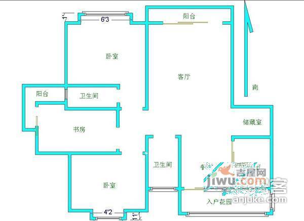 天鹅湖花园3室2厅2卫141㎡户型图