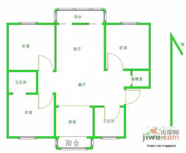 沁园新村3室2厅2卫129㎡户型图