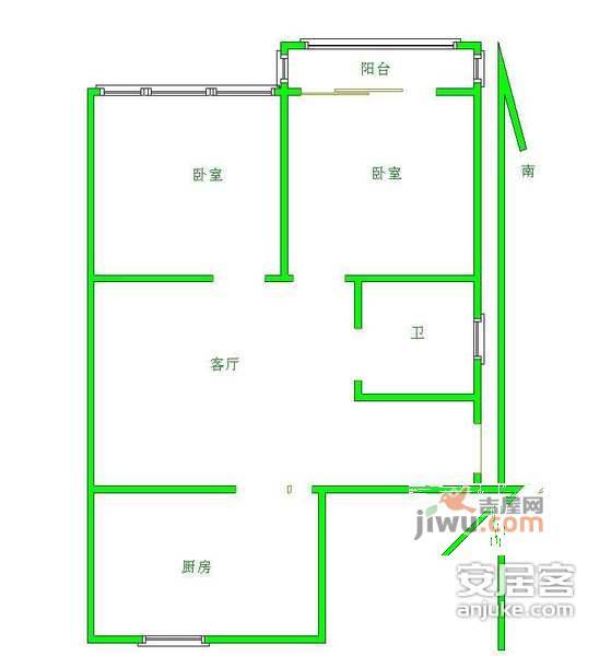 叙康里南2室2厅1卫89㎡户型图