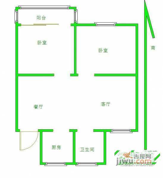 叙康里南2室2厅1卫89㎡户型图