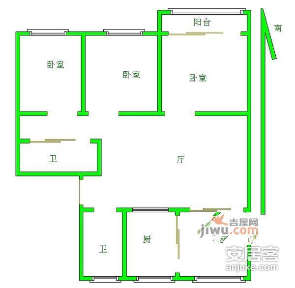 叙康里南3室2厅2卫131㎡户型图