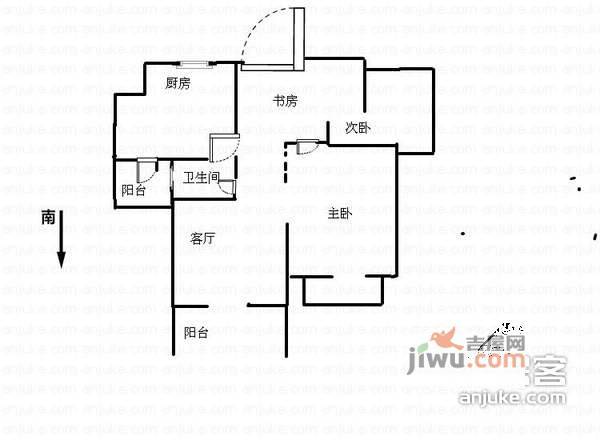 新港公寓3室2厅1卫户型图