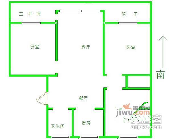 桑达园3室2厅1卫108㎡户型图