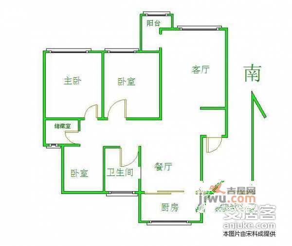 金色江南天景花园3室2厅2卫146㎡户型图