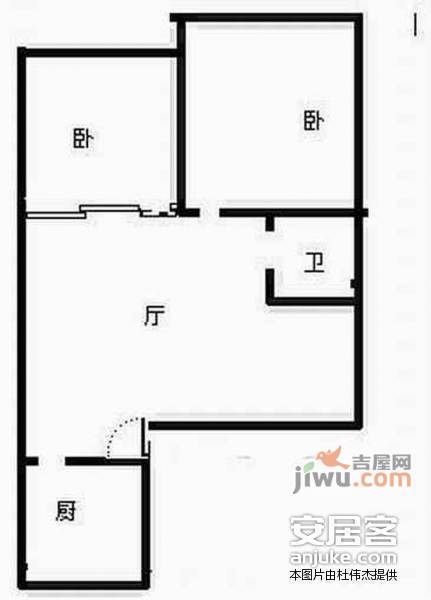 枣园路小区2室1厅1卫76㎡户型图