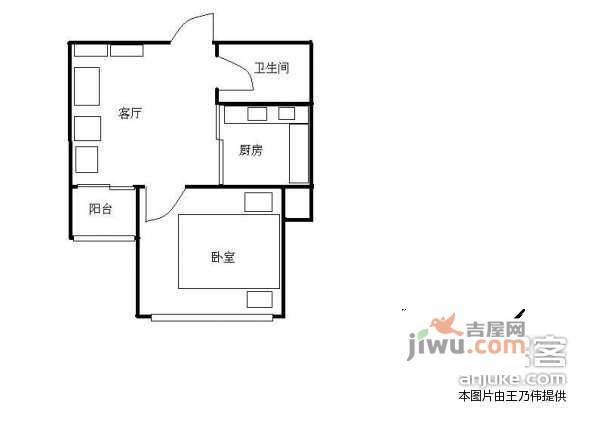 北村新苑1室1厅1卫61㎡户型图