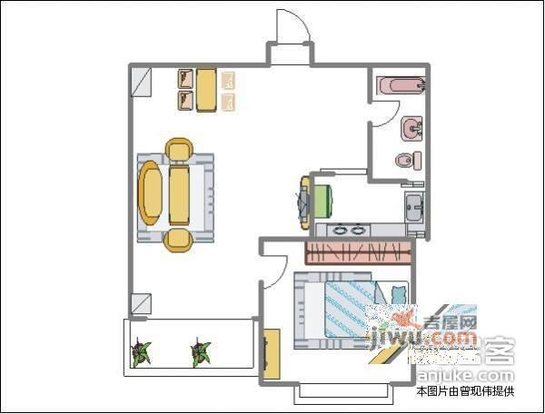 银盛泰盛世景园1室1厅1卫77㎡户型图