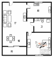 颐和广厦2室1厅1卫100㎡户型图