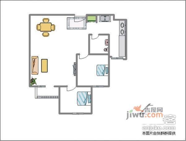 盛世美域2室1厅1卫77㎡户型图