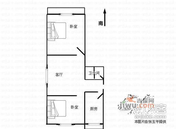 杭州路小区2室1厅1卫74㎡户型图