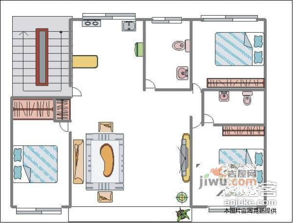 学府康庭3室2厅1卫104㎡户型图