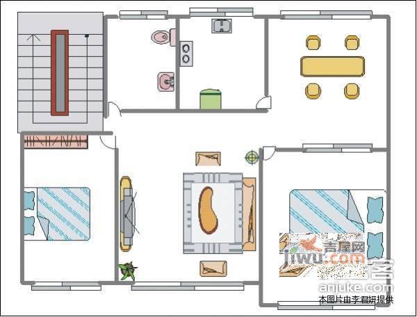 盈园国际2室2厅1卫123㎡户型图