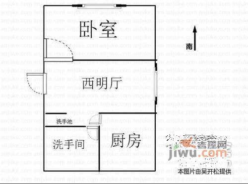 渤海湾花园1室1厅1卫户型图