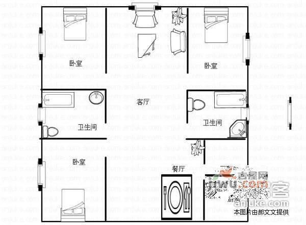 天泰韩国城3室2厅1卫146㎡户型图