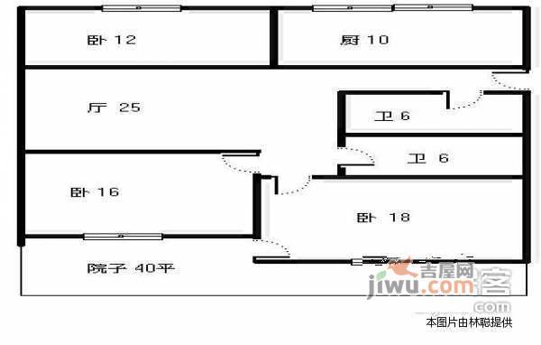 广厦广电小区3室1厅1卫117㎡户型图