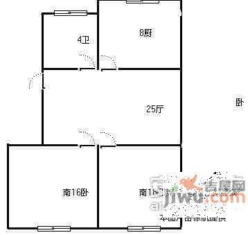 金湖小区2室1厅1卫86㎡户型图