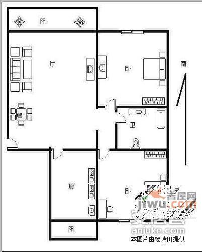 顺德居小区2室1厅1卫88㎡户型图